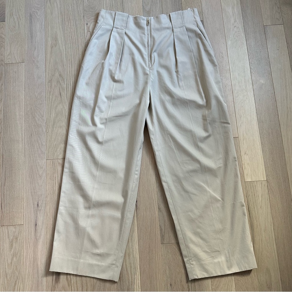 SANDRO High Waisted Pleated Wide Leg Trouser